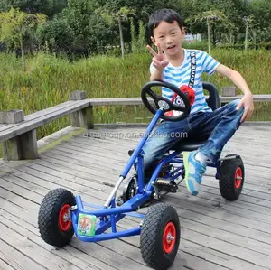 Pedal Go Kart 4 roda anak-anak, Pedal berkendara dengan kursi karet rem yang dapat disesuaikan
