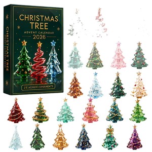 Christmas Tree Advent Calendar 2026 24 Acrylic Ornaments Transparent Decorations Holiday Gift Set - Product Image 4