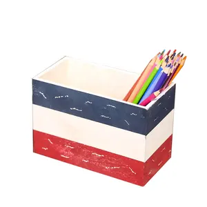 Caja de lápices personalizada hecha a mano para niños caja de lápices de color de madera rectangular