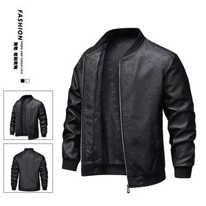Veste en cuir pour homme avec logo personnalisé, col slim, grande taille, style décontracté, confortable, pour l'automne et l'hiver. - Product Image 4
