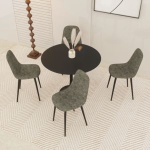 Mesa de Comedor Redonda de 31.5 Pulgadas con Tapa de Piedra Sinterizada y Base de Pedestal, Diseño Moderno de Mediados de Siglo, para 2-4 Personas, Muebles para el Hogar - Product Image 5