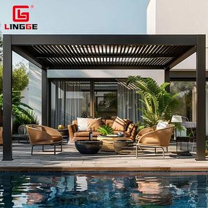 Pergolas de terrasse d'extérieur personnalisables Persienne électrique coupe-vent Gazebo d'extérieur en aluminium 3x3 3x4 <span class=keywords><strong>4x3</strong></span> 4x4 4x5 4x6 6x3 6x4 6x5m - Product Image 2