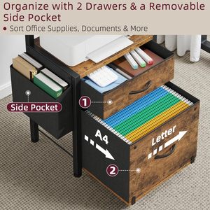 Wooden Movable <b>Filing</b> Cabinet Storage Rack <b>Drawer</b> Printer Stand Office <b>Filing</b> Cabinet 3 Floors Mobile With <b>Drawers</b> - Product Image 2