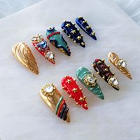 Uñas Postizas de Acrílico de Alta Calidad, Estilo Stiletto Butterfly, Cobertura Total, Pegamento Suave, Pintadas a Mano, con Logotipo Personalizado, 10 Unidades