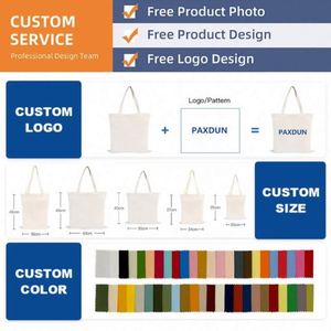 Sac fourre-tout en toile de coton pliable de 12 oz avec logo personnalisé, toile recyclée imprimée avec logo, sac de shopping uni - Product Image 5