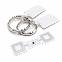 Étiquettes RFID UHF personnalisées pour bijoux, forme en T, blanches, imperméables, brillantes, en PP, adhésives, avec puce NXP UCODE 9, antivol, pour bagues