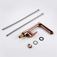 Robinet de cuisine de luxe en laiton massif or rose, monotrou, à poser sur comptoir, mitigeur chaud/froid pour projets hôteliers et villas