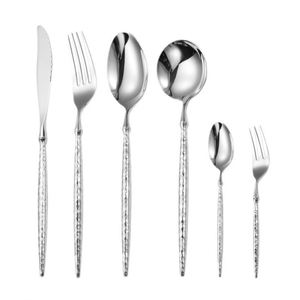 High-End Hammer Pattern Ballet Cutlery 304 Stainless Steel <b>Forks</b> and Spoons Flatware Sets for the Table - Product Image 4