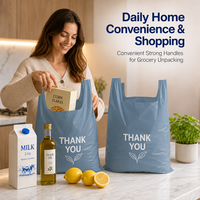 Sacs en PEHD/PE réutilisables en gros pour supermarchés et épiceries, style gilet thermoscellable avec impression sur surface lisse