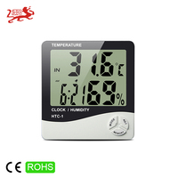 Horloge numérique à grand écran HTC-1 avec thermomètre et hygromètre d'intérieur, thermomètre hygromètre électronique pour la maison