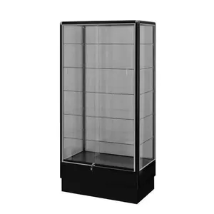 Sıcak satış 72 ''yüksek siyah alüminyum çerçeve cam vitrin sürgülü kapı duvar ekranı tam vizyon vitrin