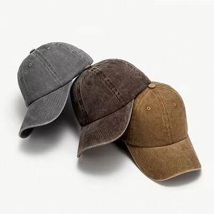 Casquettes de baseball sportives en coton rétro vintage, ajustables, non structurées, couleur unie, effet vieilli, avec logo personnalisé, vente en gros - Product Image 2