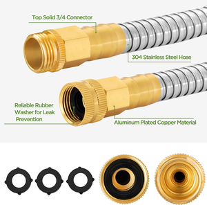 Carrete para Manguera de Jardín de Acero Inoxidable 304 de Alta Calidad con Mango Telescópico Anticorrosión y Boquilla de 10 Funciones Resistente a la Abrasión - Product Image 3
