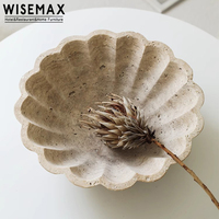 WISEMAX FURNITURE Plateau de rangement rétro en travertin pour la décoration de la maison Meubles modernes en marbre Décoration en forme de coquille