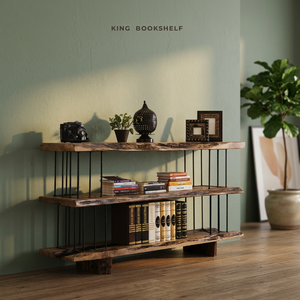 Modern <b>Rustic</b> Freestanding Double-Sided Metal Frame <b>Bookcase</b> & Office Organizer Multifunction Design 60x40x30cm for Home Office - Product Image 3