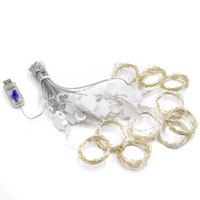 Guirlande lumineuse LED 3x3 en cuivre, télécommande USB, 8 fonctions, avec crochets, IP44, lumière chaude 3000K, 12m, pour Noël, pour l'exportation
