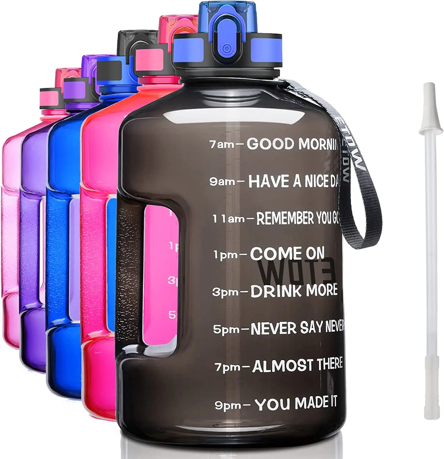 Gallone Wasser flasche mit Zeit markierung BPA-frei, 3,78 l motivierender großer Wasserkrug Auslaufs icherer riesiger Wasser behälter mit Griff