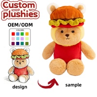 MaiYouTu Ours en peluche brodé personnalisé de haute qualité, super doux, en forme de burger, rembourrage en coton PP, anti-stress, pour la Saint-Valentin