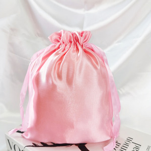 Custom LOGO Wig Standing <b>Storage</b> Pouch Jewelry Hair Bundle Packaging Bag Satin Silk Drawstring for Dust Pouch - Product Image 4