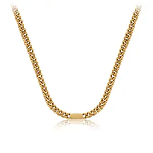Stainless Steel Hip-hop Style Cuba Chain Necklace 18K Gold Personality Necklace Fashion Jewelry For Women Men