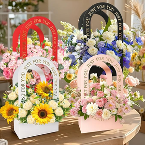 Borsa Regalo Ecologica per Fiori con Logo Personalizzato e Manico, Scatola Impermeabile in Carta per Bouquet, per la Festa della Mamma, Matrimoni e Composizioni Floreali - Product Image 4