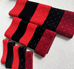 Pita Natal Berhiaskan Permata Cermin Rhinestone Berpita Kawat 1 inci * 100 Yard Gulungan Pita Beludru untuk Dekorasi Hadiah - Product Image 1