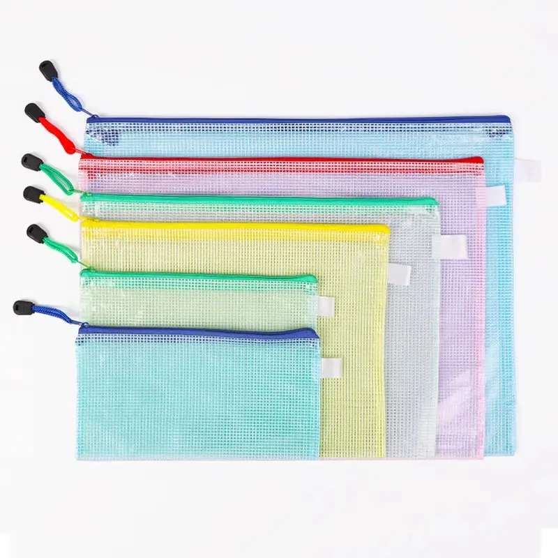 PVC wasserdichte Zip Lock File Bag Kunden spezifische Document Organizer Bag Transparente Mesh Document Pouch A4 Zipper Folder