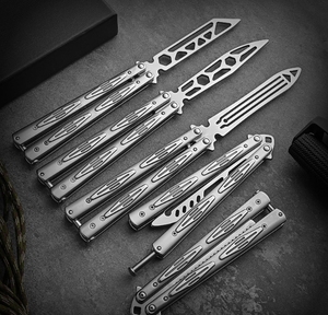 Mango plegable de acero inoxidable, cuchillo de mariposa <span class=keywords><strong>Balisong</strong></span> personalizado, herramienta de entrenamiento, accesorio, proveedor de entrenamiento de práctica - Product Image 1