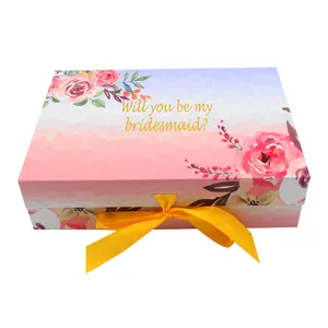 Custom logo Printing bride gift boxes Luxury brides maid bridesmaid proposal gift box for present