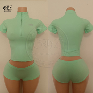 Abbigliamento Estivo da Donna, Set Sportivo Personalizzato Streetwear, Giacca con Zip e <span class=keywords><strong>Pantaloncini</strong></span> con Stampa Leopardata, Completo 3 Pezzi per Donna - Product Image 6