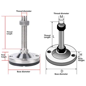 High Quality Rubber Pad Heavy Duty Fixed Level Feet Heavy Equipment Machine Stainless Steel Adjustable Feet M20 With 100mm Base