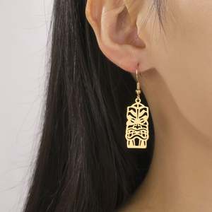 Pendientes Colgantes Retro Myshape con Tótem <span class=keywords><strong>Tiki</strong></span>, Cultura Tribal, Máscara de Pueblos Indígenas, Amuleto de Protección, Joyería de Acero Inoxidable - Product Image 3