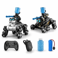 TQ20 8 Roda Plastik Anjing Robot Listrik Stunt RC Hewan Penembak Peluru Air Kontrol Ganda Gamepad Jam Tangan 50 Meter Dalam Ruangan
