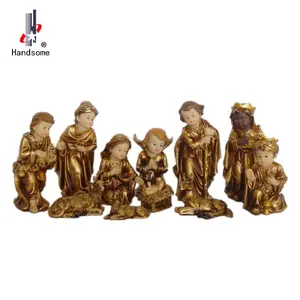 5 pulgadas artesanía resina de Navidad miniatura Natividad conjunto para la decoración