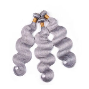 Premium Remy Brazilian Virgin Cuticle Aligned Crochet <b>Hair</b> Bulk Weave Bundle <b>Extensions</b> Natural Weaving Grey <b>Color</b> Machine - Product Image 1