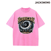 T-shirt en coton délavé surdimensionné avec imprimé citation « Hurricane » sur le thème des catastrophes, style streetwear rétro décontracté, vente en gros depuis l'entrepôt américain