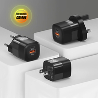 Cargador Superrápido de 35W 45W PD2.0 QC3.0, Adaptador de Pared USB A+C MINI GaN de Carga Rápida para Teléfono Móvil, Enchufe de 3 Pines para Reino Unido
