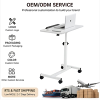 Table de lit mobile convertible avec roulettes pivotantes à 360°, hauteur réglable, plateau inclinable, chariot de bureau roulant pour ordinateur portable, pour chambre et salon