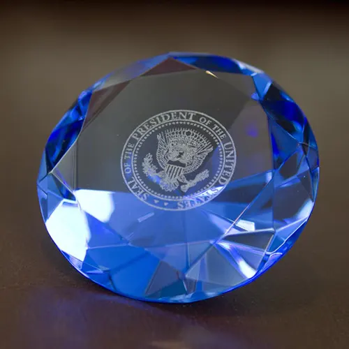 Light Blue Crystal Diamond Glass Paper Weight MH-9380