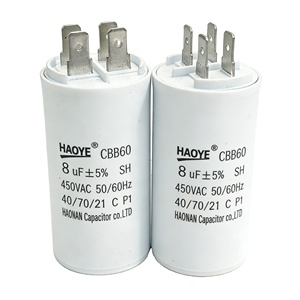 Haoye CBB60 8uF ตัวเก็บประจุ450VAC มอเตอร์ | เชื่อถือได้สำหรับเครื่องซักผ้าและปั๊มน้ำ - Product Image 1