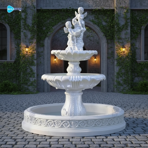 <span class=keywords><strong>Fuente</strong></span> de Agua de Jardín de Flujo Laminar, de Gran Tamaño, de Arenisca Blanca y Mármol, <span class=keywords><strong>Fuente</strong></span> de Mármol Multicapa, para Patio de Parque al Aire Libre - Product Image 5