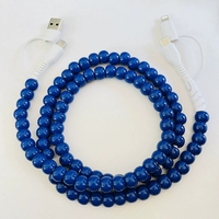 Câble de charge rapide Type-C 5A 4-en-1 fait main avec perles acryliques de couleur unie pour téléphone et ordinateur