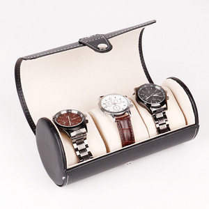Boîte à montres 3 cylindres en cuir PU, vente en gros, haut de gamme, <span class=keywords><strong>pour</strong></span> <span class=keywords><strong>bijoux</strong></span> et montres, emballage de présentation - Product Image 3