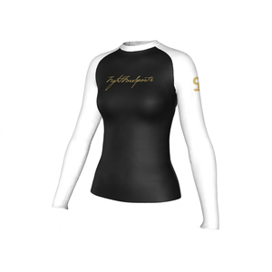 Custom Women's Front Logo Full <b>Sleeve</b> Compression Rash Guard <b>Black</b> Quick Dry 220g Digital Print Polyester Spandex Sports <b>Top</b> - Product Image 1