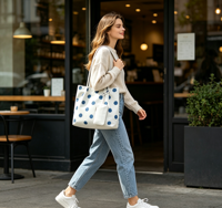 Sac à bandoulière pour femmes, fourre-tout à pois, sacs fourre-tout pour dames, grande capacité, en Polyester Durable, sac à bandoulière à la mode, usage quotidien