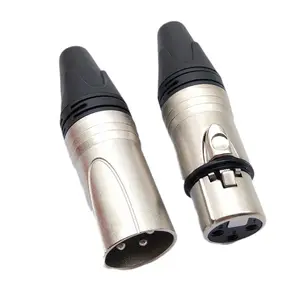 metal shell XLR 3pin male female connector nickel plated contact pin 3 cores male female plug xlr speakon connector