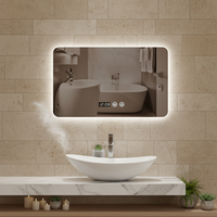 Miroir intelligent moderne IP44 sans cuivre de 5 mm, écran CRI 90+, miroir de salle de bain rectangulaire éclairé par LED, écran tactile sans cadre, miroir mural