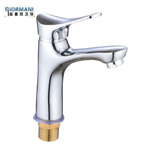 Robinet de lavabo monocommande Giormani avec cartouche céramique, style moderne, montage sur plan, monotrou, mitigeur eau chaude et froide - Product Image 1