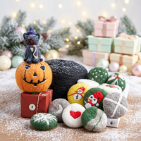 Coffret cadeau de savons en laine feutrée flocon de neige de Noël - Savons exfoliants naturels faits à la main, 6 pièces, cadeau de Noël pour l'hiver