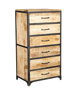 ตู้เก็บของตู้เสื้อผ้าไม้มะม่วงแข็งพร้อมโครงเหล็กแข็งแรง4ลิ้นชักสำหรับบ้านห้องนั่งเล่นเฟอร์นิเจอร์จากอินเดีย - Product Image 1